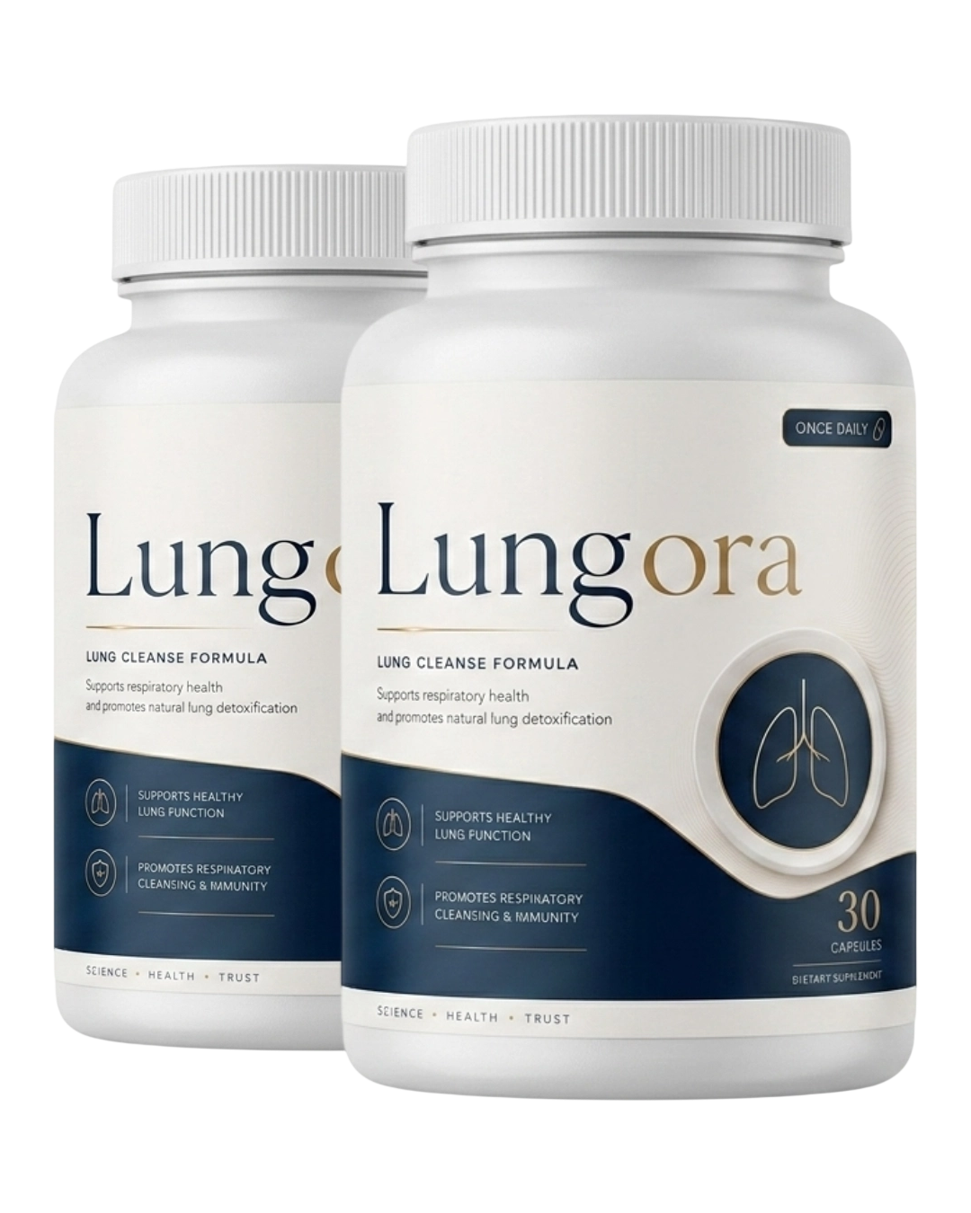 A bottle of Lungora lung health supplement
