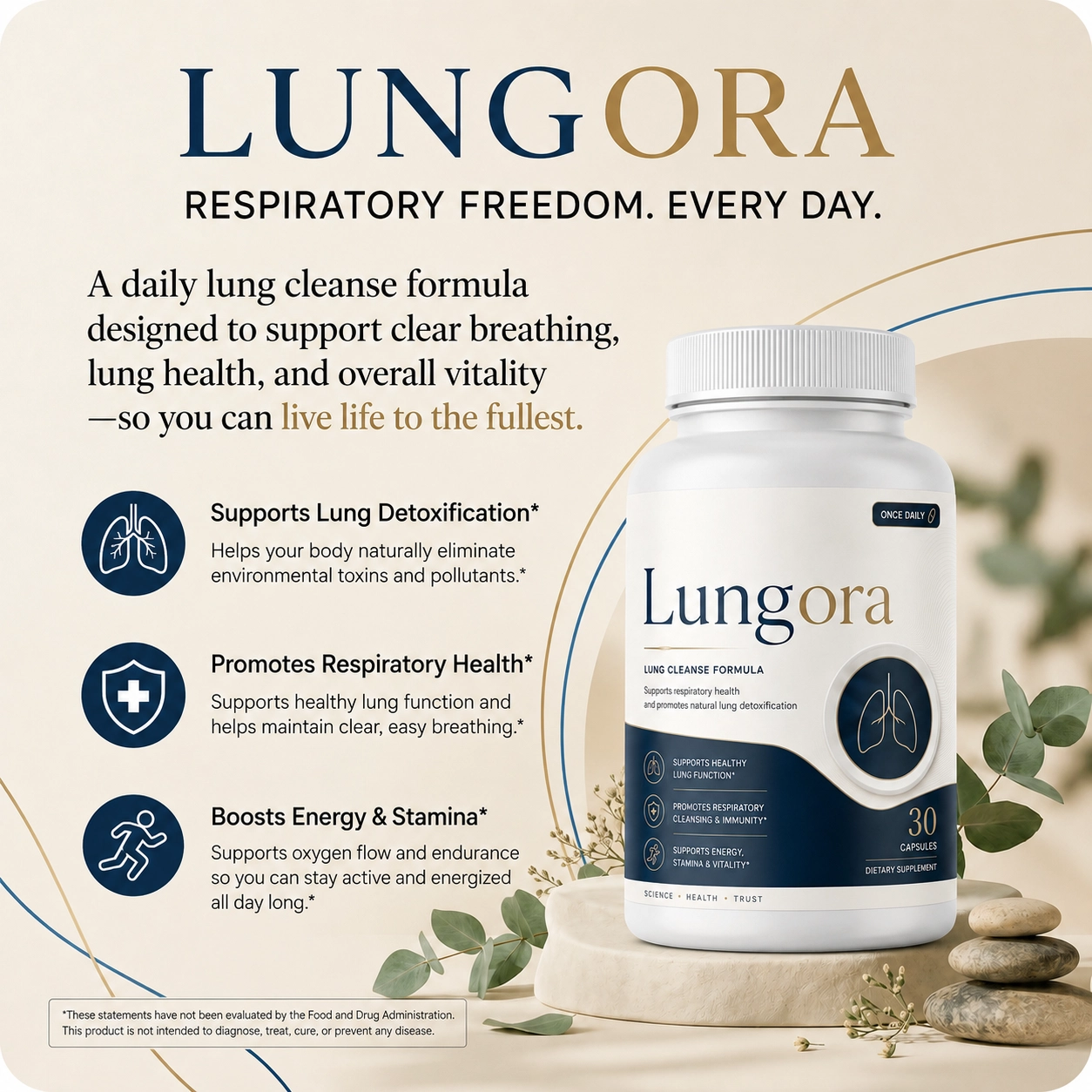 Lungora lung cleanse formula — three bottles